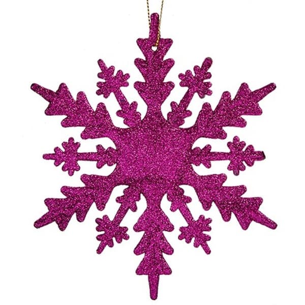 Joulukuusenpallo Lumihiutaleet Fuksia Muovinen Glitter 15 x 15 x 0,2 cm (24 osaa)