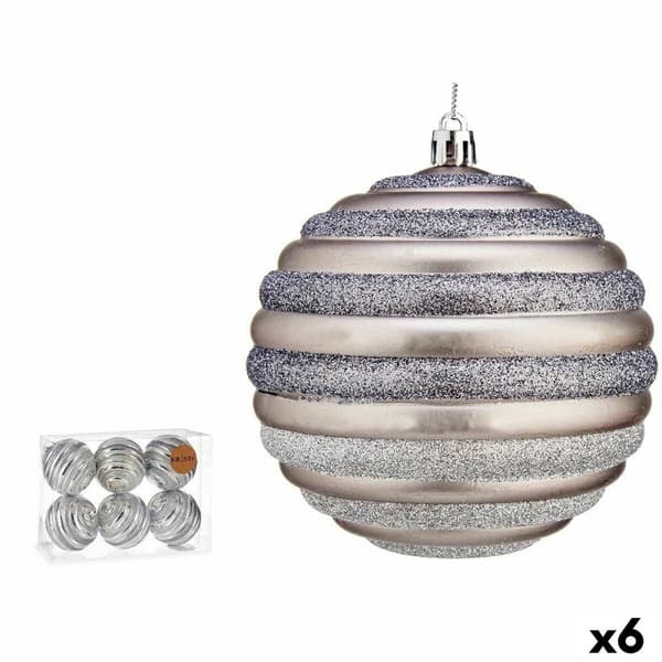 Sett med juletrekuler Krist+ 00876 Sølv Plast Sirkler 10 cm (6 enheter)