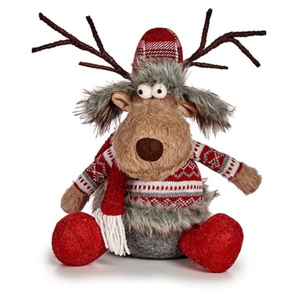 Dekorativ Figur Krist+ FG31-9590A Hvit Brun Rød Grå Hjort 17 x 30 x 27 cm (4 enheter)