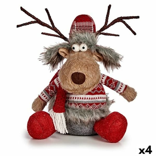 Dekorativ Figur Krist+ FG31-9590A Hvit Brun Rød Grå Hjort 17 x 30 x 27 cm (4 enheter)