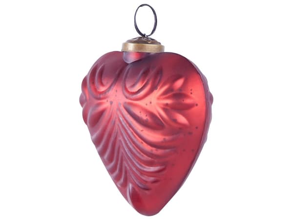 Sett med 4 håndlagde julekuler i grått glass, hjerteformede, hengende juletrekuler til juletreet Holiday Decor