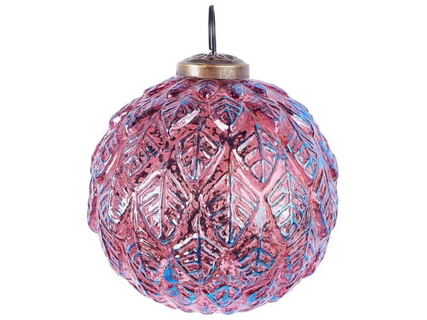 6 st Julkulor i rosa glas Handgjorda för upphängning i julgran Juldekor
