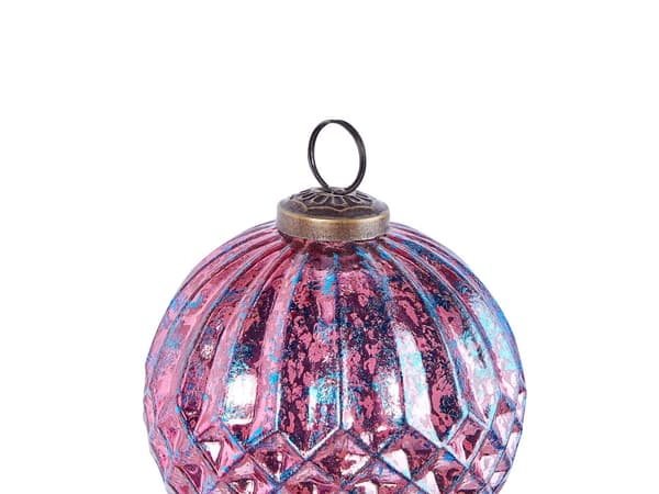 6 st Julkulor i rosa glas Handgjorda för upphängning i julgran Juldekor