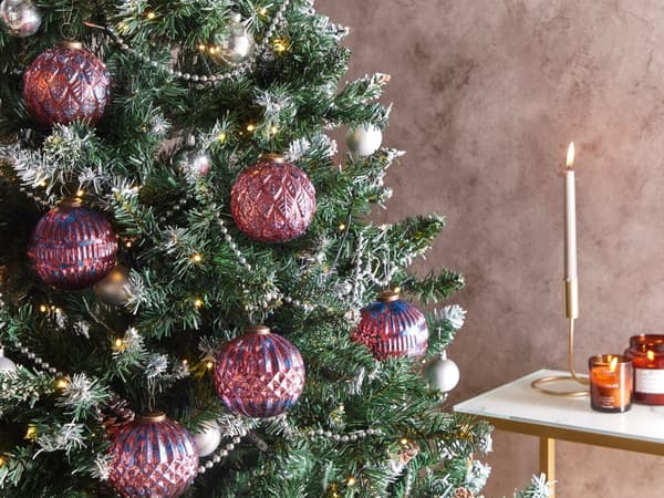 6 st Julkulor i rosa glas Handgjorda för upphängning i julgran Juldekor