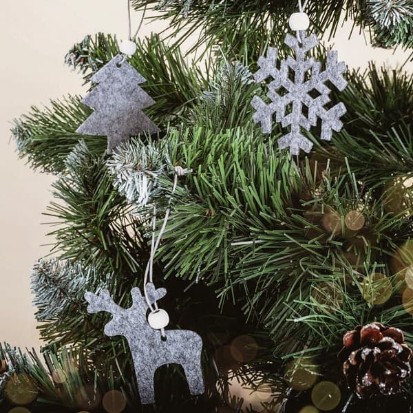 Sæt med 16 grå juletræsvedhæng