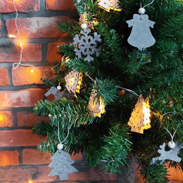 Sæt med 16 grå juletræsvedhæng