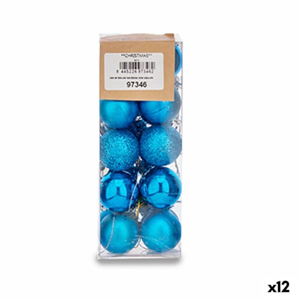 Uppsättning av julkulor Krist+ K1912474-2 Blå Plast Ø 3 cm (12 antal)