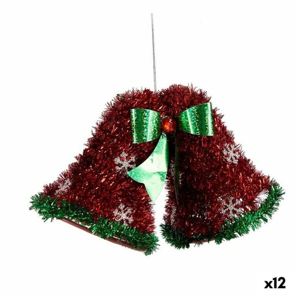 Julgranskula Hängen Köksfläktar Glitter Röd Grön 21 x 14 x 10 cm (12 antal)