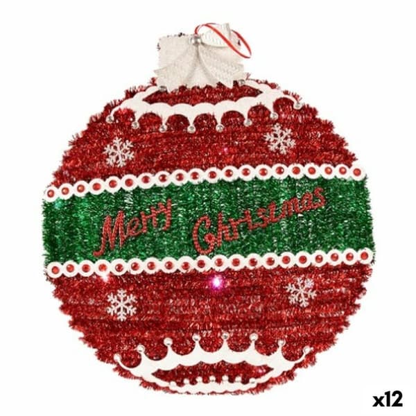 Julgranskula Hängen Julgranskula Glitter LED Ljus Vit Röd polypropen PET 40 x 5,5 x 40 cm (12 antal)