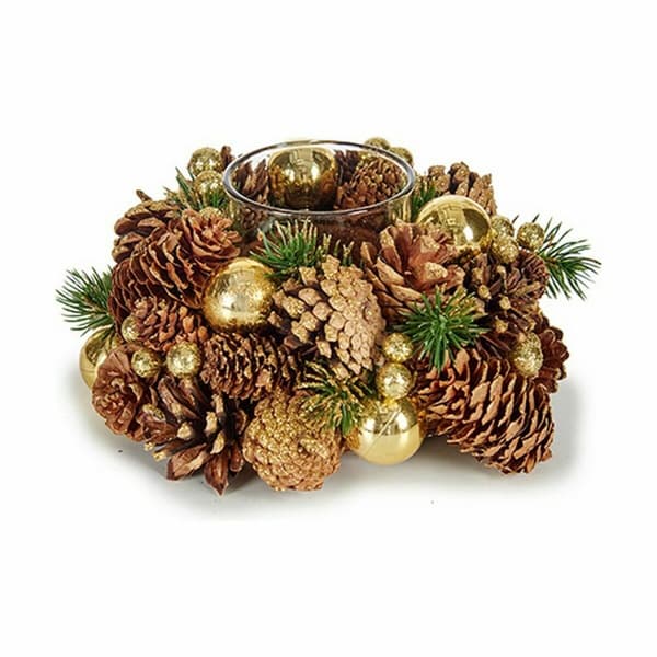 Jul-ljusstake Brun Transparent Gyllene Glas Plast 19 x 9 x 19 cm (4 antal)