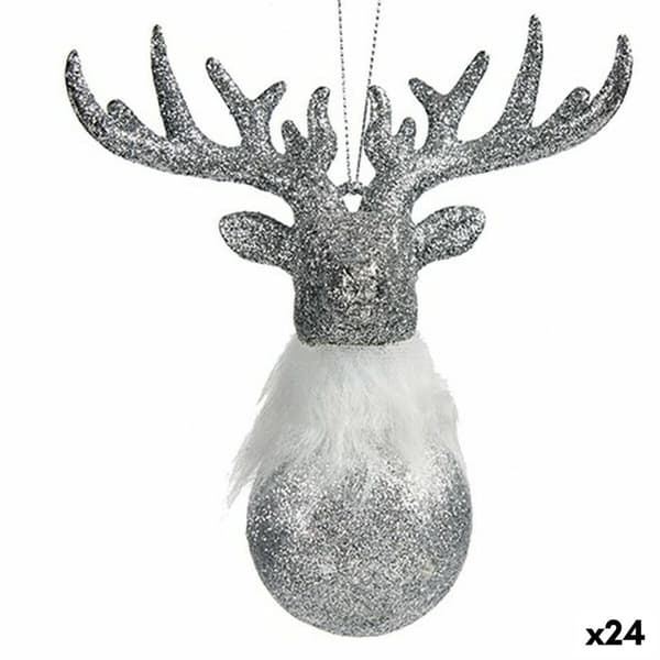 Julgranskula Ren Silvrig Plast Glitter 13,5 x 15,5 x 7 cm (24 antal)