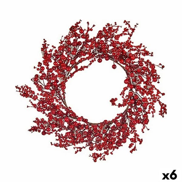 Julkrans Röd Plast 48 x 10 x 48 cm (6 antal)