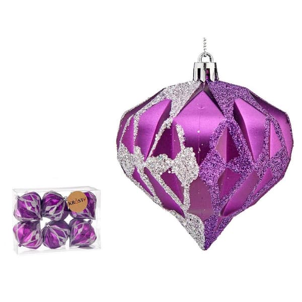 Joulupallosetti Krist+ 00898 Purppura Hopeinen Muovinen Timantti (12 osaa)