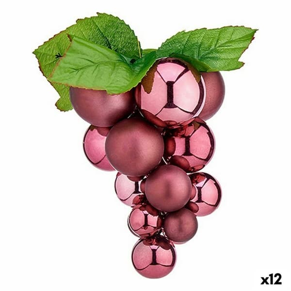Joulupallo Viinirypäleet Medium Pinkki Muovinen 18 x 18 x 28 cm (12 osaa)