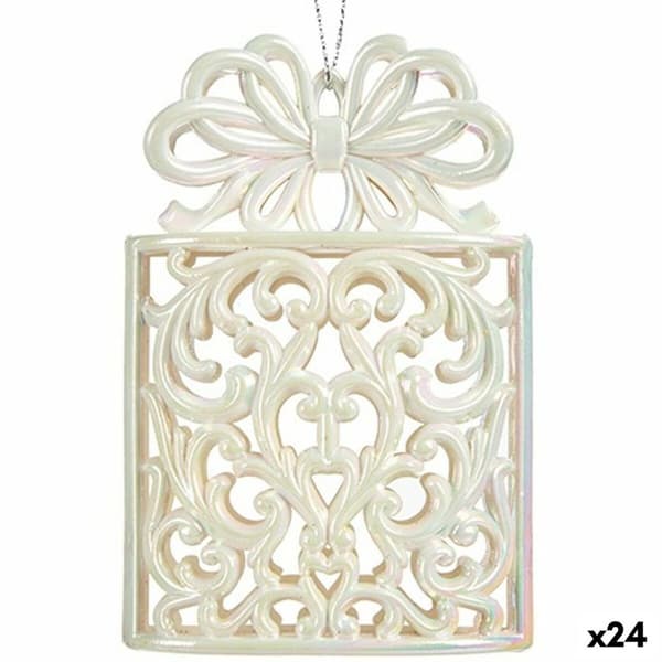 Joulukuusenpallo Lahjarasia Glitter Helmiäinen Muovinen 7,4 x 11,5 x 4 cm (24 osaa)