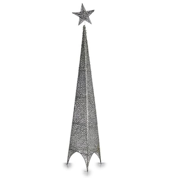 Julgran Krist+ 00157 Silvrig Metall Plast Stjärna Torn 28 x 127 x 28 cm (6 antal)