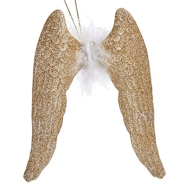 Joulukuusenpallo Enkelin siivet champagne Muovinen Glitter 12,5 x 15 x 2,5 cm (24 osaa)