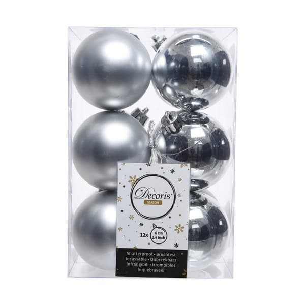 Julgranskulor Decoris Silvrig Silver Plast 12 antal