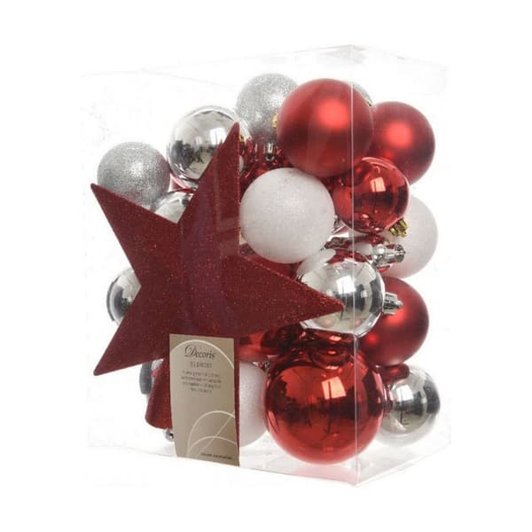 Julgranskulor Decoris Rojo/Blanco 33 Delar
