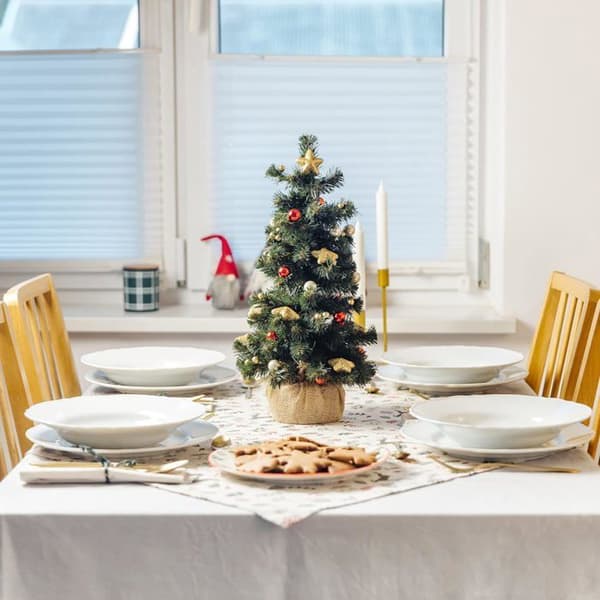 40cm Liten julgran | Konstgjord gran | Juldekoration | Mörkgrön | Naturligt | Semesterstämning | Jutebackning