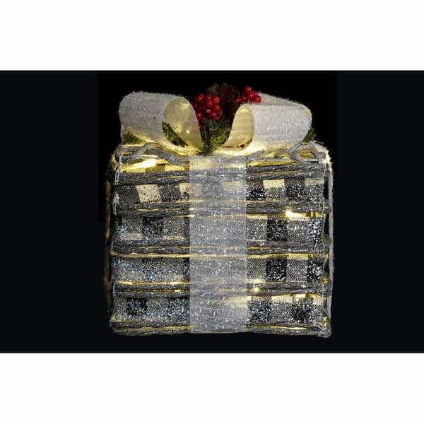 Sett med pyntebokser DKD Home Decor LED Hvit Rød Grønn Sølv Metall Snøfall 25 x 25 x 29 cm (3 Deler)