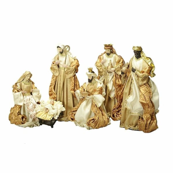 Julekrybbe DKD Home Decor Gyllen Krone 30 x 5 x 30 cm 50 x 5 x 50 cm