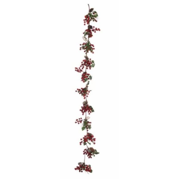 Julkrans Gren Röda Bär Grön Plast 15 x 7,5 x 156 cm (6 antal)