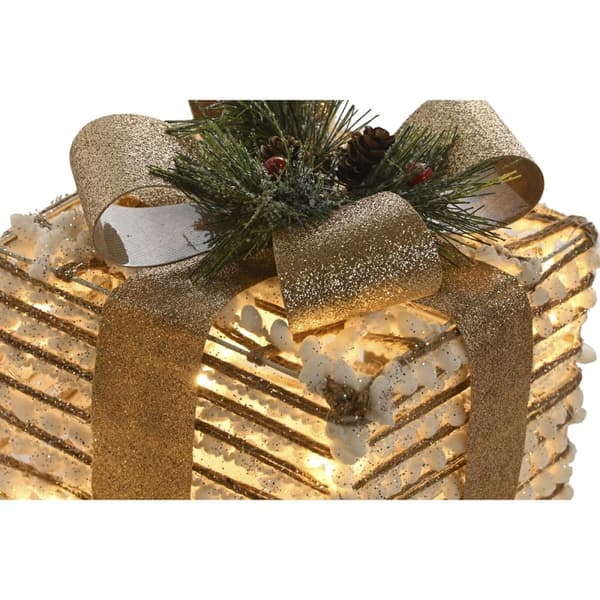 Julgranskula DKD Home Decor Vit Gyllene Naturell 25 x 25 x 25 cm (3 Delar)