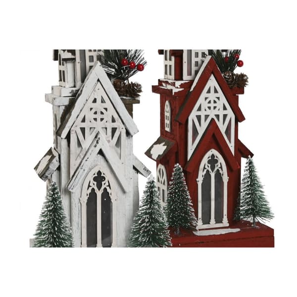 Julgranskula Home ESPRIT Vit Röd 16 x 14 x 63 cm (2 antal)
