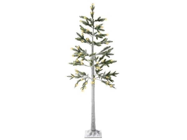Kunstig Juletre Hvit PE 180 cm Forhåndsbelyst med LED-lys Utendørs Innendørs Snødekket Skandinavisk