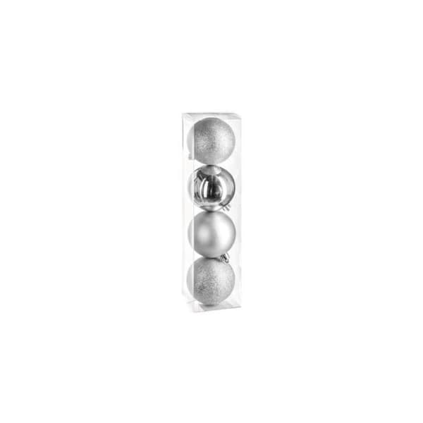 Julgranskulor - 8 cm - set om 4 - Silver