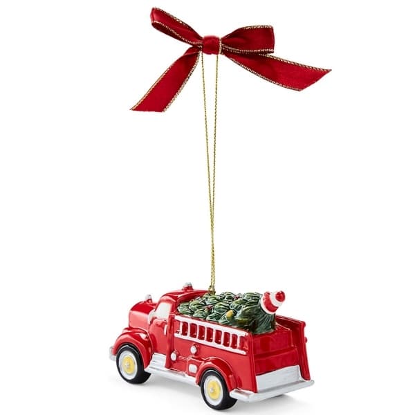 Christmas Tree Ornament, Fire Truck & Tree - Spode
