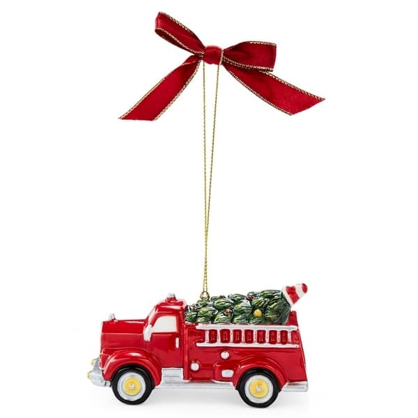 Christmas Tree Ornament, Fire Truck & Tree - Spode
