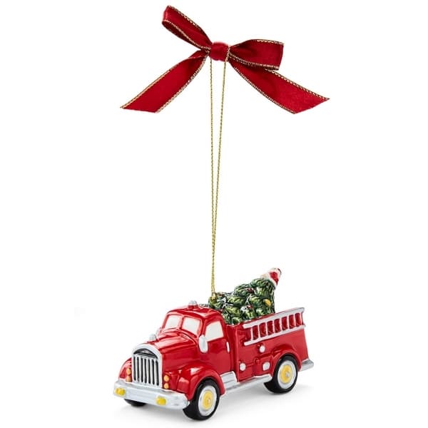 Christmas Tree Ornament, Fire Truck & Tree - Spode