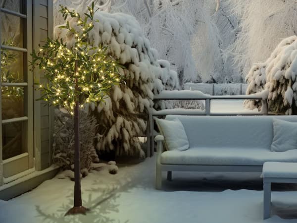 Kunstig juletre med LED-lys Grønn PVC 180 cm Dekorasjon Skandinavisk stil Utendørs- og innendørsbruk