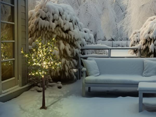 Kunstig juletre med LED-lys Grønn PVC 120 cm Dekorasjon Skandinavisk stil Utendørs- og innendørsbruk