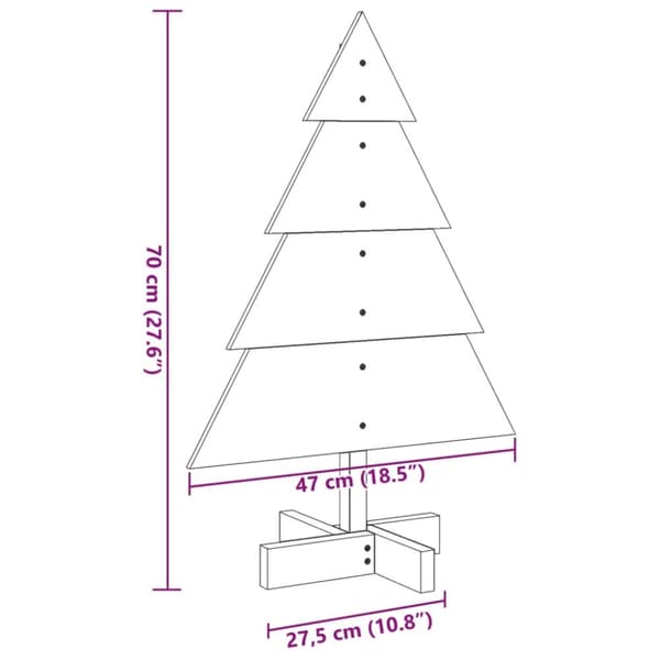 vidaXL dekorativt juletræ til pynt 70 cm massivt træ