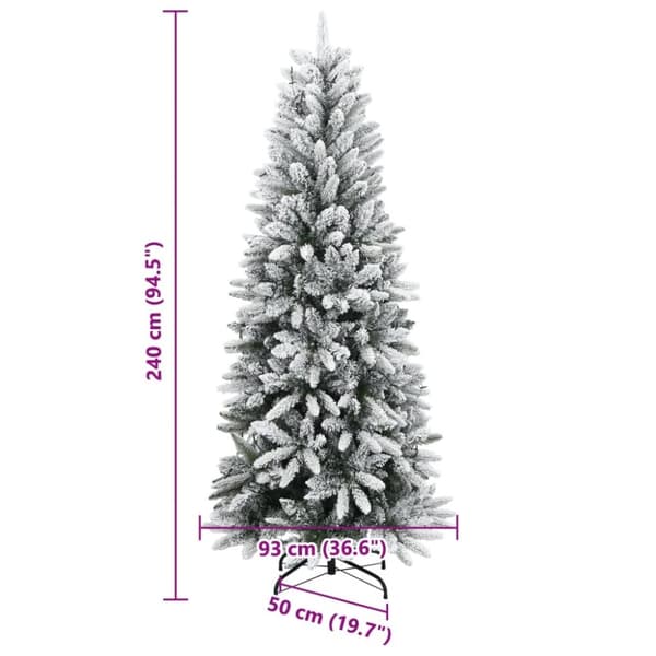 vidaXL Plastgran med 300 LEDs och snö 240 cm