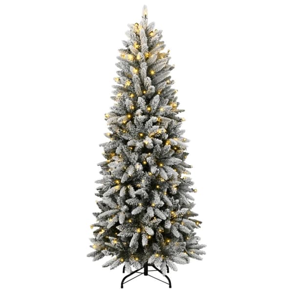 vidaXL Plastgran med 300 LEDs och snö 240 cm