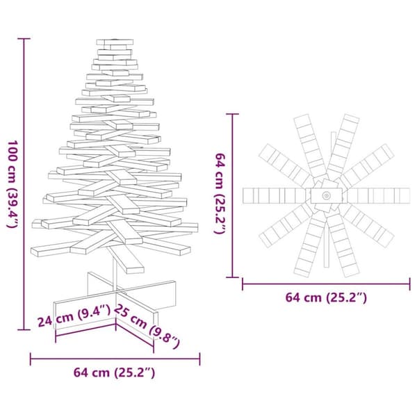 vidaXL dekorationstræ til jul 100 cm massivt fyrretræ hvid