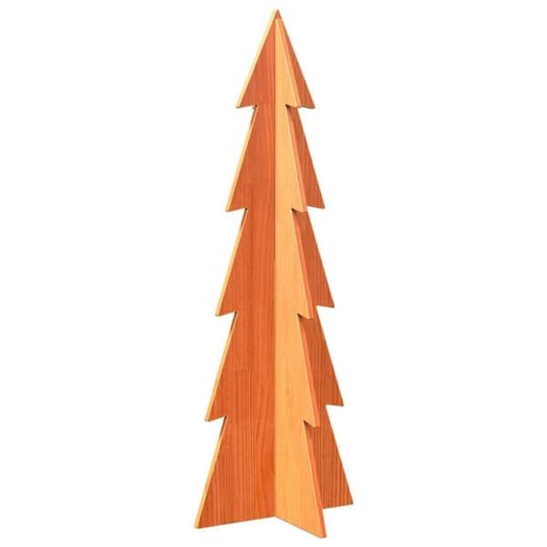 vidaXL Juletre av tre til pynt voksbrun 112 cm heltre furu