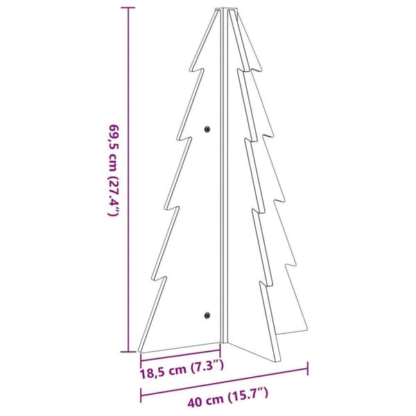 vidaXL Juletre av tre til pynt hvit 69,5 cm heltre furu