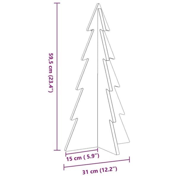vidaXL Puinen koristejoulukuusi vahanruskea 59,5 cm täysi mänty