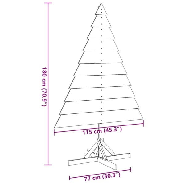 vidaXL Juletre av tre til pynt 180 cm heltre