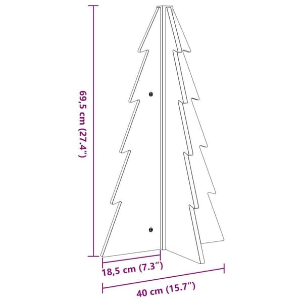 vidaXL Juletre av tre til pynt voksbrun 69,5 cm heltre furu