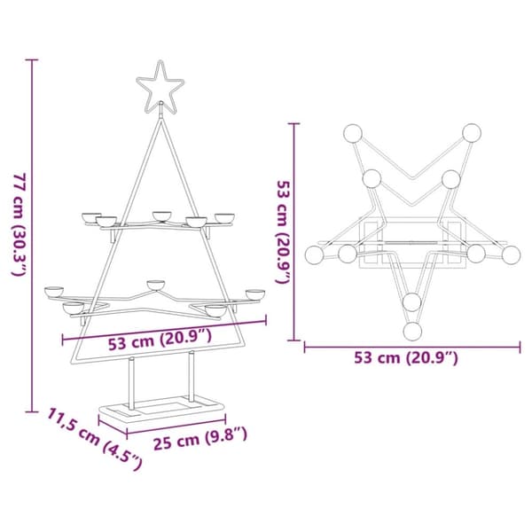 vidaXL dekorativt juletræ 75 cm metal sort