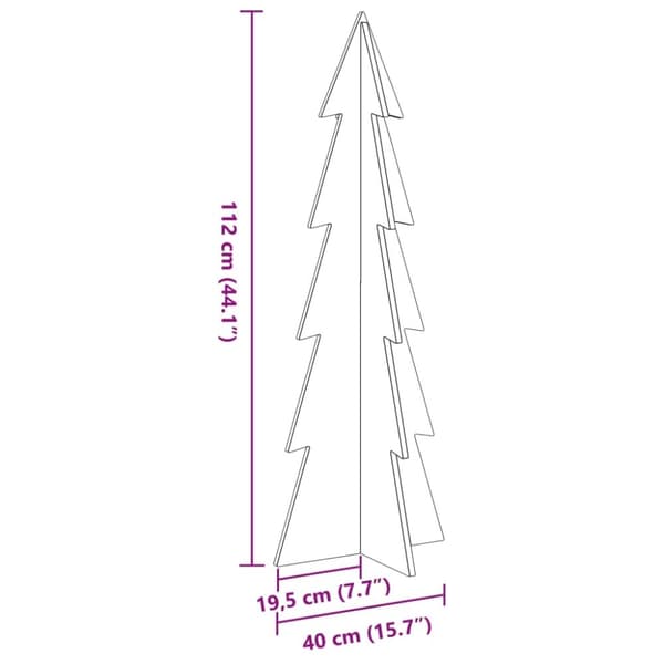 vidaXL Puinen joulukuusi koriste 112 cm täysi mänty