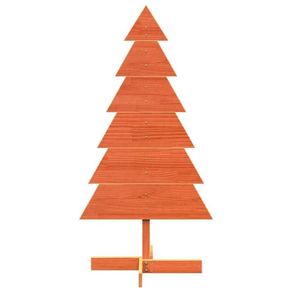 vidaXL Juletre av tre til pynt voksbrun 120 cm heltre furu