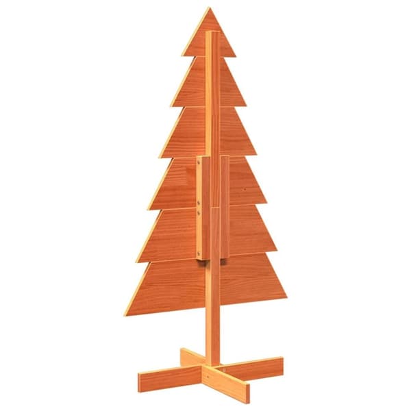 vidaXL Juletre av tre til pynt voksbrun 120 cm heltre furu