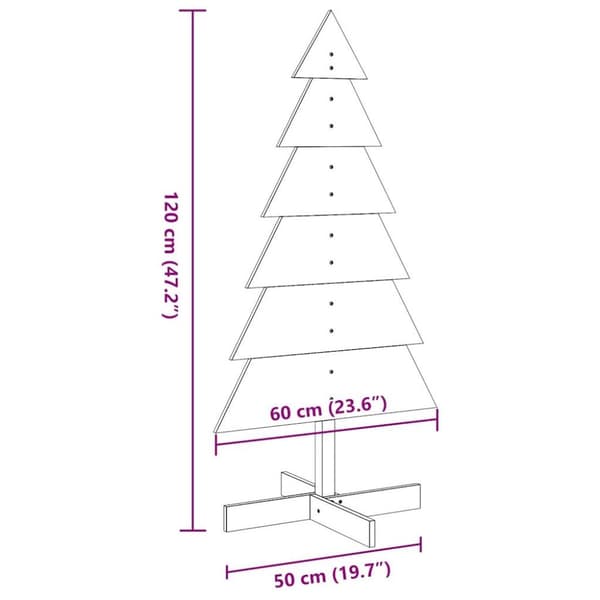 vidaXL Juletre av tre til pynt voksbrun 120 cm heltre furu